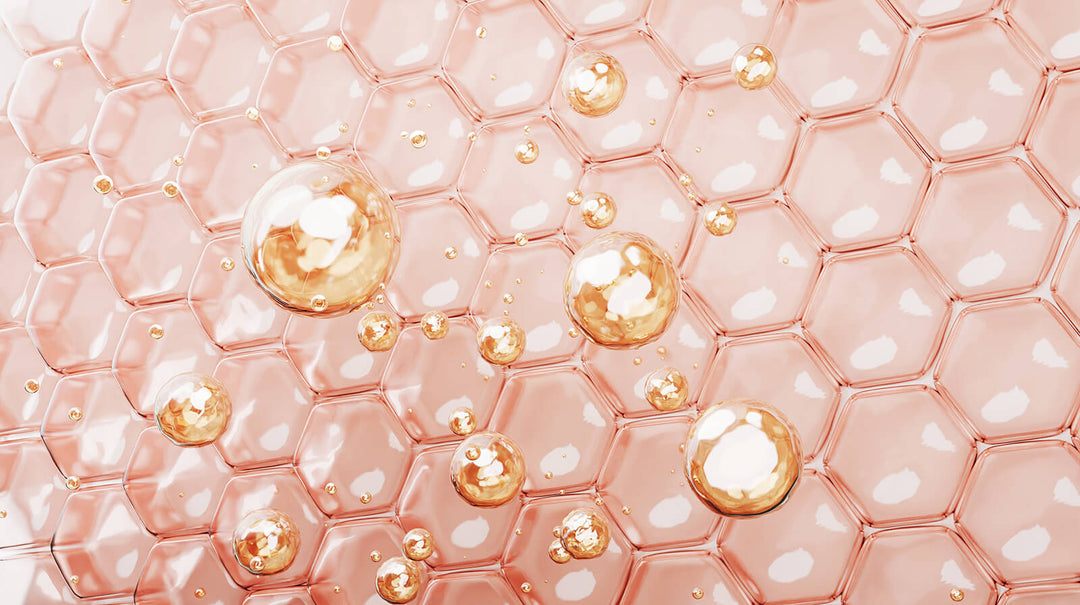 Oil droplets forming a honeycomb-like lipid structure representing the skin barrier