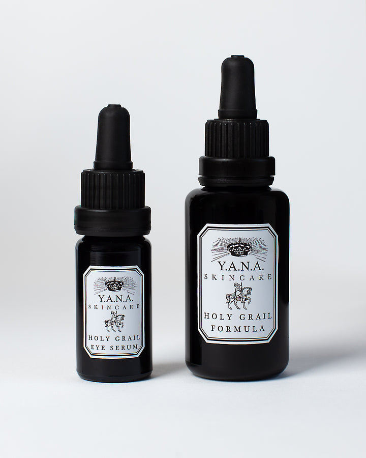 Yana Skincare Face and Eye Serum bottles on a white background.